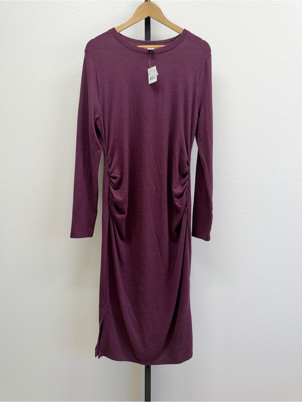 Motherhood Maternity Burgundy Ruched Side Sweater Knit Dress size L